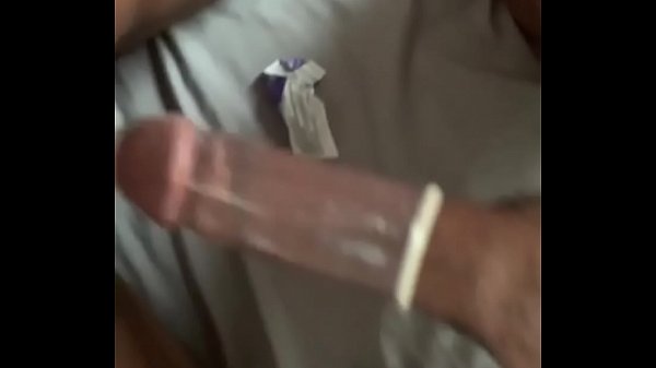 Jerking off with condom