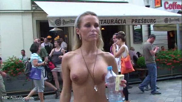 Big tits public flashing