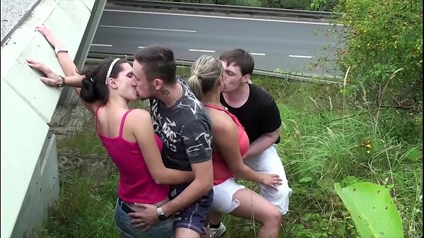 Foursome sex in public