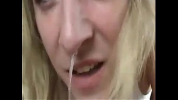 Cum comes out her nose