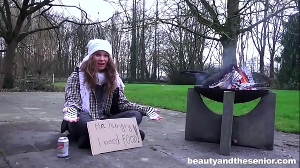 Homeless woman gives blowjob