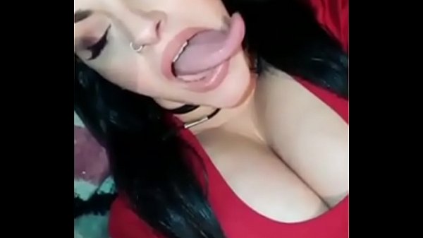 Sexy long tongue girl