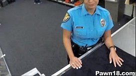 Woman cop banging a store salesman