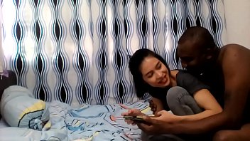 Slutty young Japanese woman loves fucking the big black guy